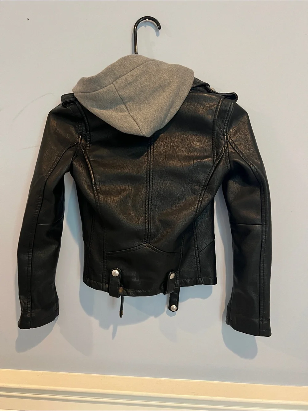 Blank NYC Black Moto Jacket with Grey Hood